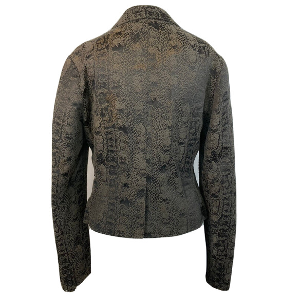 Express Studio Design Jacket Blazer Womens Sz 6 Brown Black Snake Print Cotton - Picture 5 of 11